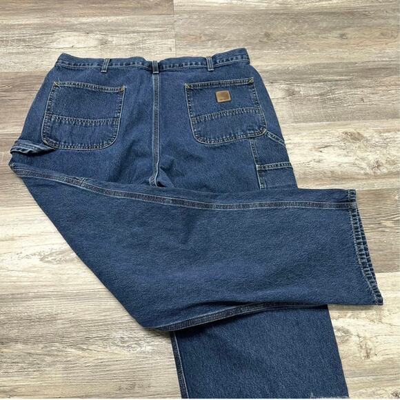 Carhartt Dark Wash Blue Mens 40x31 Loose Fit Carpenter Utility‎ Denim Work Jeans - Picture 1 of 13